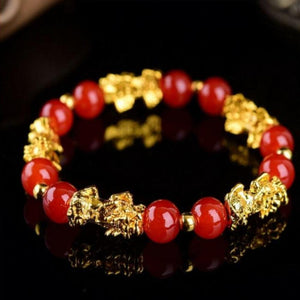 Pixiu Feng Shui Green Ruby Red Good Luck Wealth Bead Bracelet Charm (3 Colors)