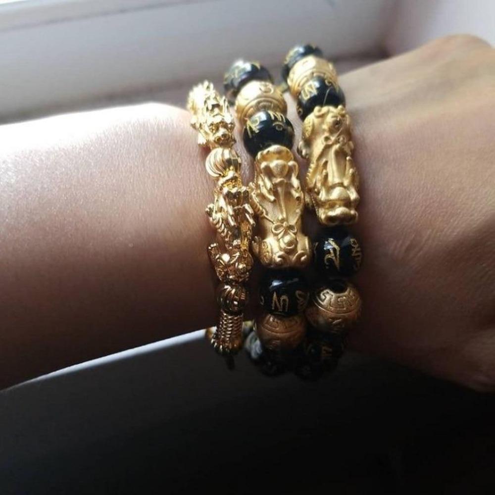 2 Pcs Pixiu Feng Shui Black Obsidian Wealth Bracelet (7 Styles & 3 Sizes)