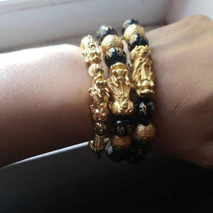 2 Pcs Pixiu Feng Shui Black Obsidian Wealth Bracelet (7 Styles & 3 Sizes)