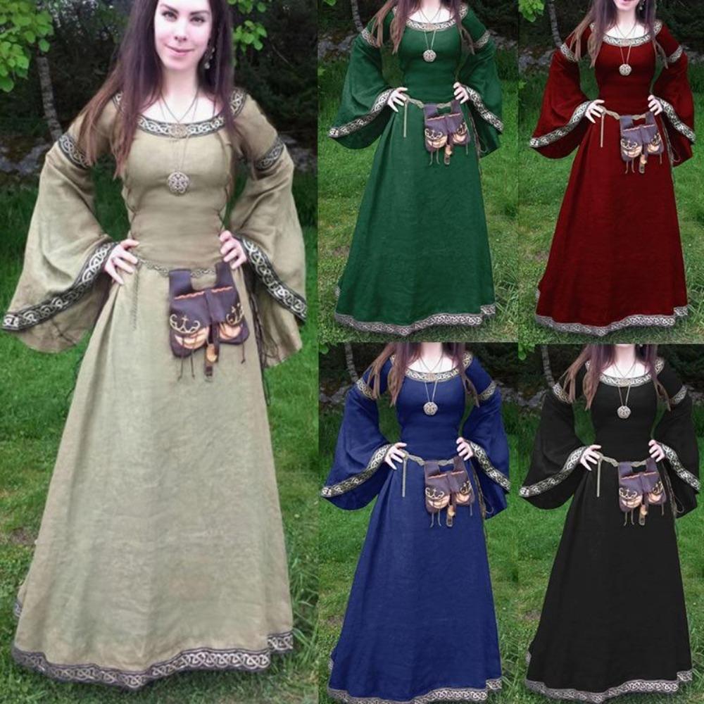 Renaissance Viking Princess Flare Sleeve Dress (5 Colors) S-5XL
