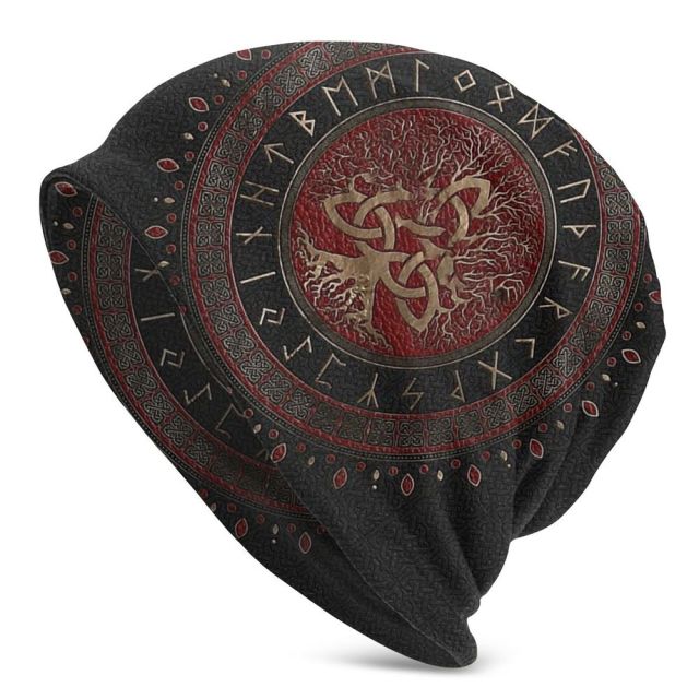Viking Beanie Hat Tree Of With Triquetra And Futhark Skull Cap (25 Designs)