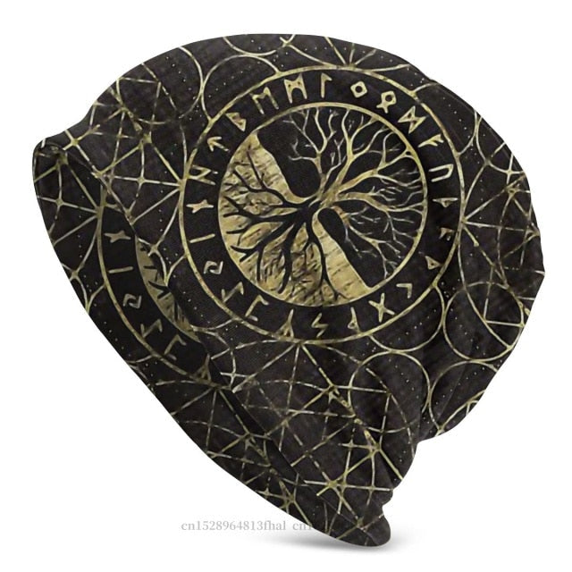 Viking Beanie Hat Tree Of With Triquetra And Futhark Skull Cap (25 Designs)