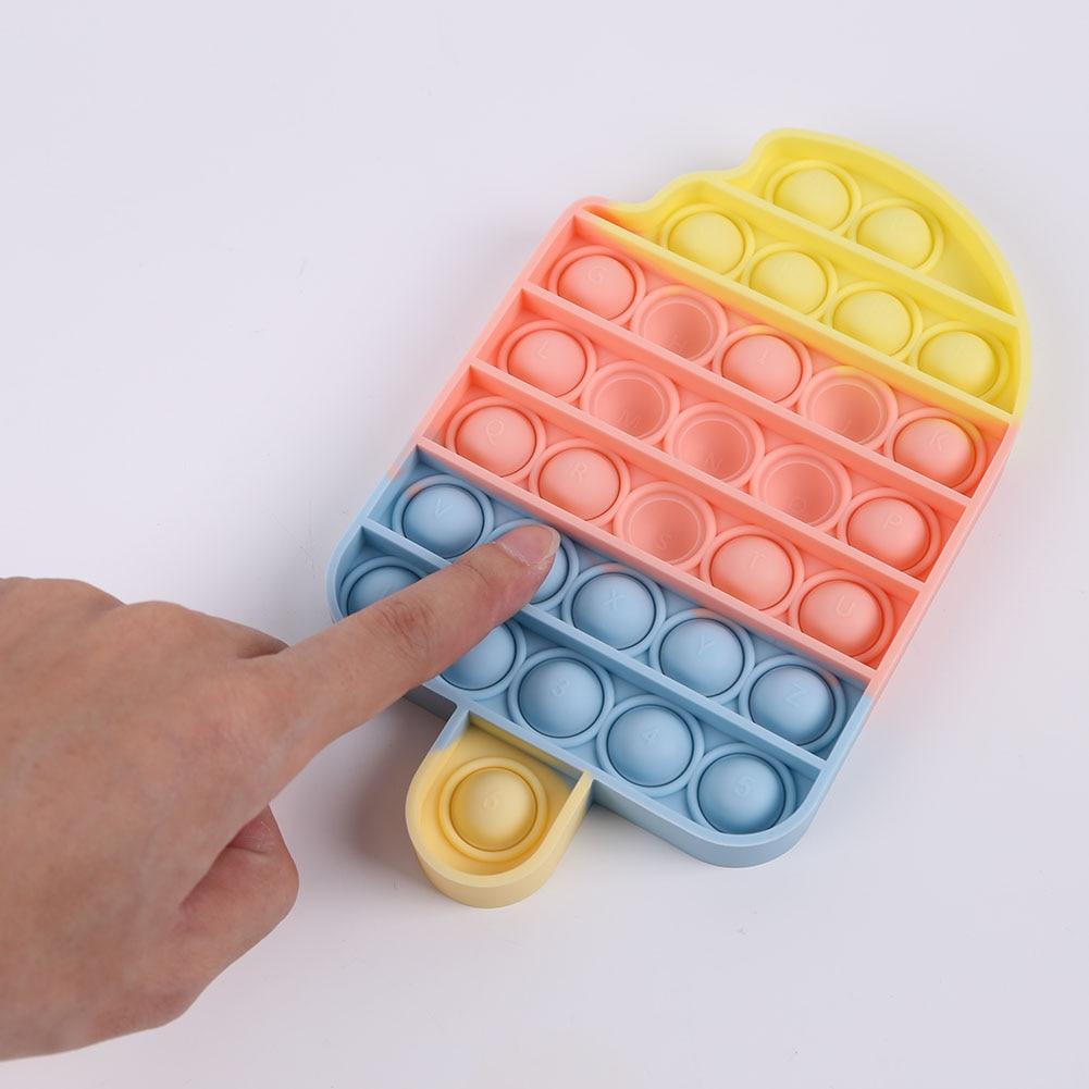 Push Bubble Pop Fidget Sensory Toy Stress Reliver (76 Designs) Large Size Rainbow Glow in the Dark+
