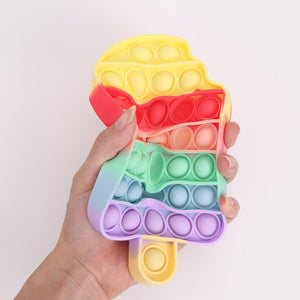 Push Bubble Pop Fidget Sensory Toy Stress Reliver (76 Designs) Large Size Rainbow Glow in the Dark+