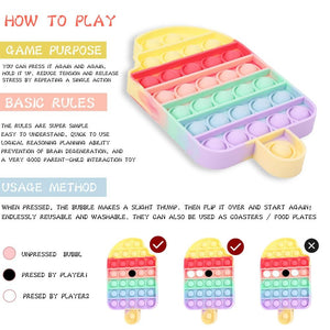 Push Bubble Pop Fidget Sensory Toy Stress Reliver (76 Designs) Large Size Rainbow Glow in the Dark+
