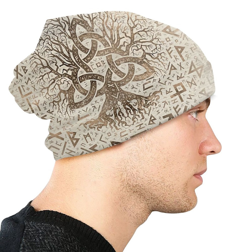 Viking Beanie Hat Tree Of With Triquetra And Futhark Skull Cap (25 Designs)
