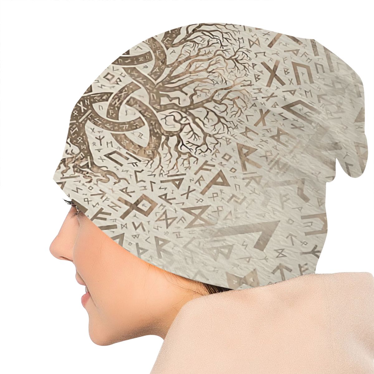 Viking Beanie Hat Tree Of With Triquetra And Futhark Skull Cap (25 Designs)