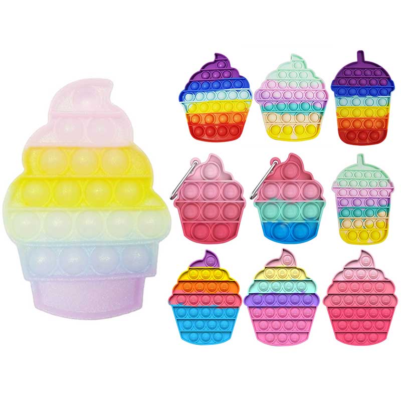Push Bubble Pop Fidget Sensory Toy Stress Reliver (76 Designs) Large Size Rainbow Glow in the Dark+