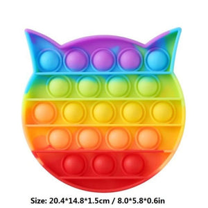 Push Bubble Pop Fidget Sensory Toy Stress Reliver (76 Designs) Large Size Rainbow Glow in the Dark+