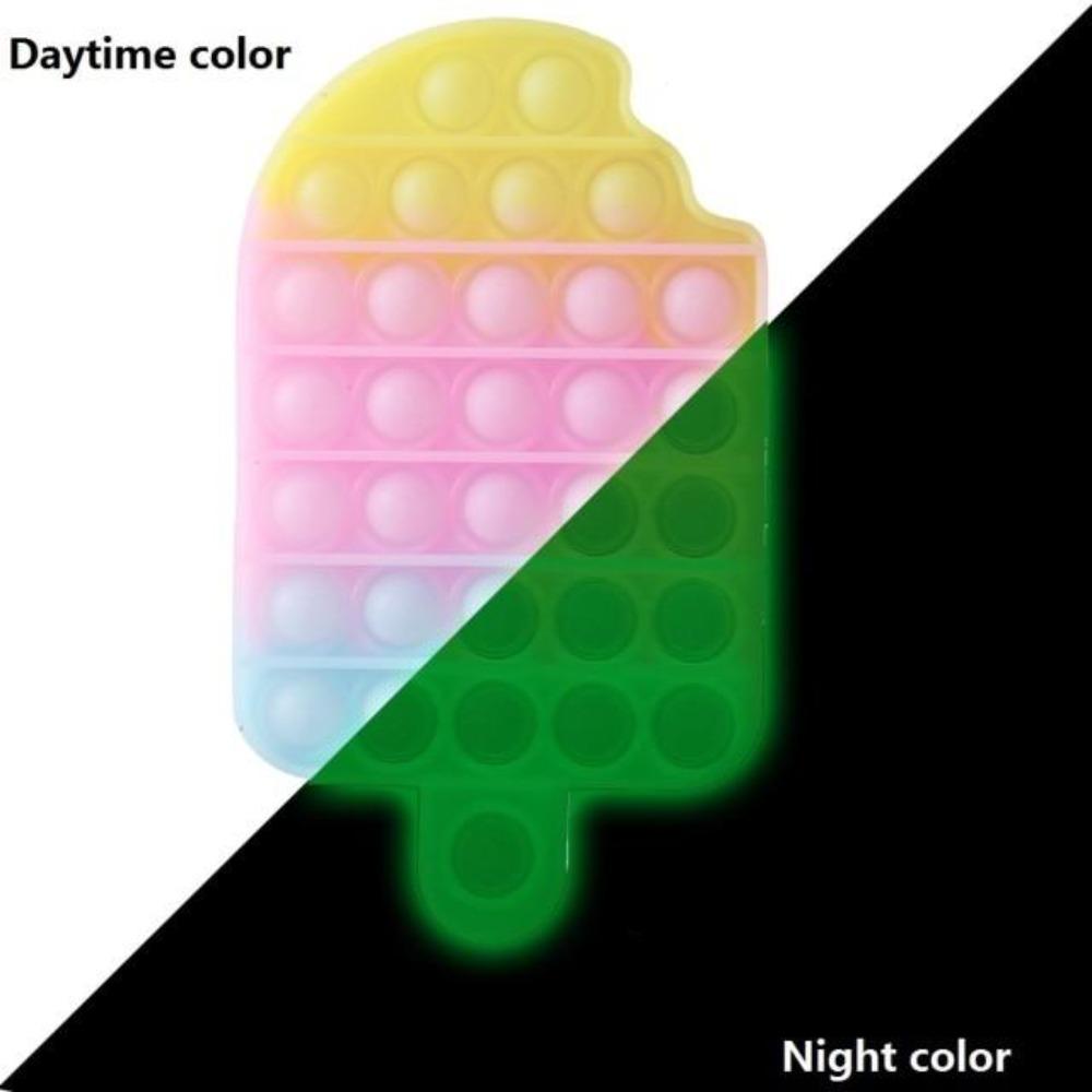 Push Bubble Pop Fidget Sensory Toy Stress Reliver (76 Designs) Large Size Rainbow Glow in the Dark+