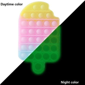Push Bubble Pop Fidget Sensory Toy Stress Reliver (76 Designs) Large Size Rainbow Glow in the Dark+