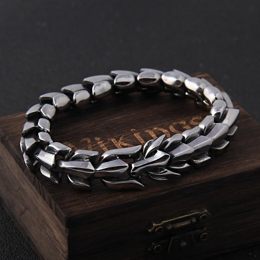 Jormungand Midgard World Serpent Viking Ouroboros Bracelet for Men (4 Colors)