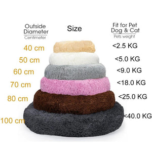 Dog Bed Plush Cat Mat Round Cushion (20 Colors) 8 Sizes