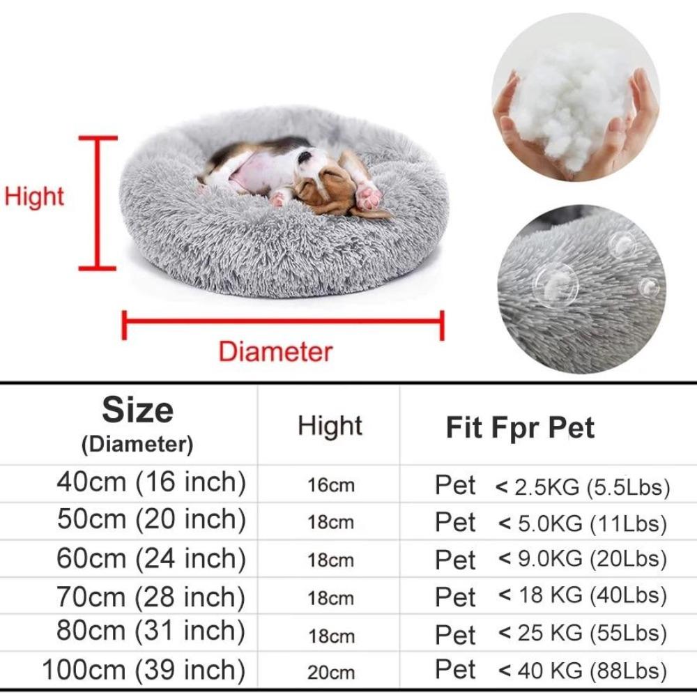 Dog Bed Plush Cat Mat Round Cushion (20 Colors) 8 Sizes