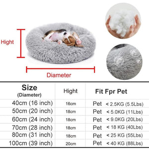 Dog Bed Plush Cat Mat Round Cushion (20 Colors) 8 Sizes