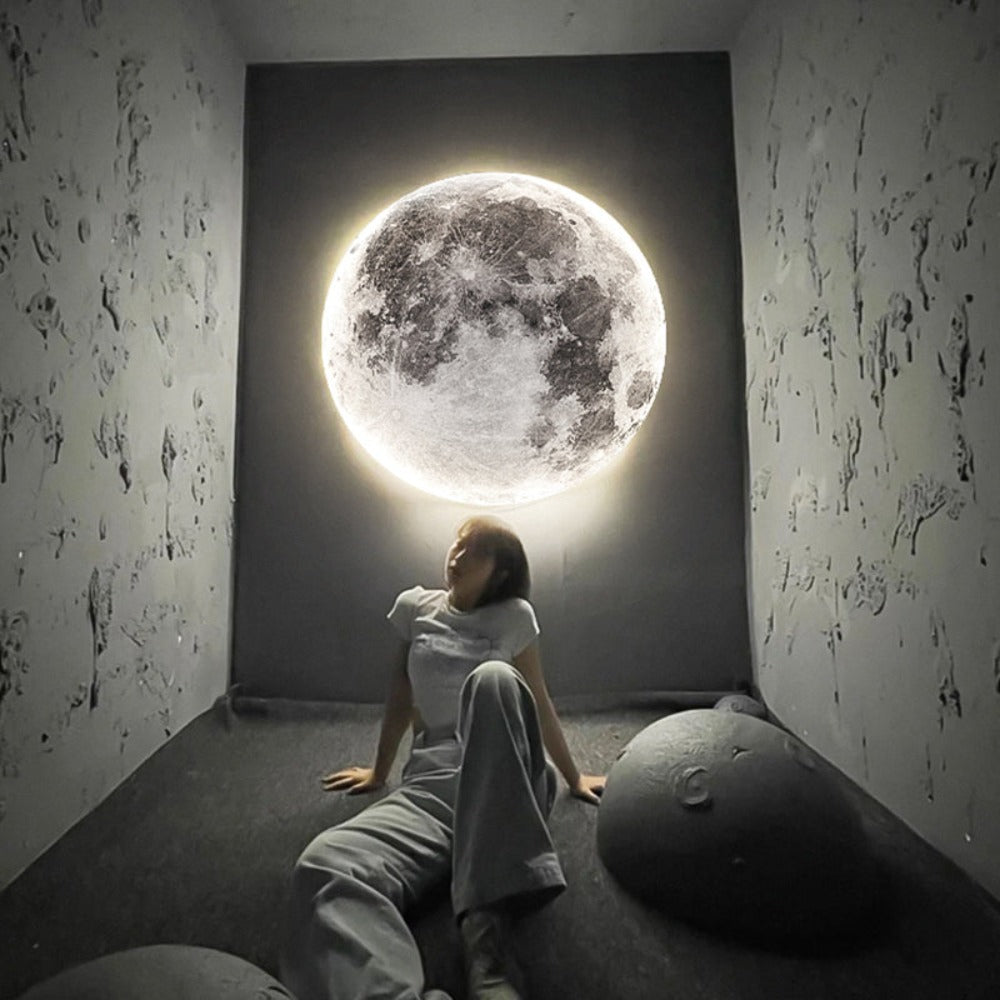 LED Minimalist Wall Luster 3D Moon Lamp (3 Colors) 24CM-100CM Bedroom Lighting Home Decoration Chandelier Living Hall fixture Lights Best Gift Shoppers 