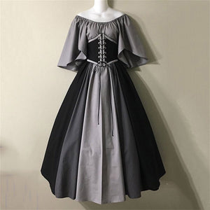Renaissance Medieval Short Sleeve Lace-up Dress (4 Colors) S - 5XL