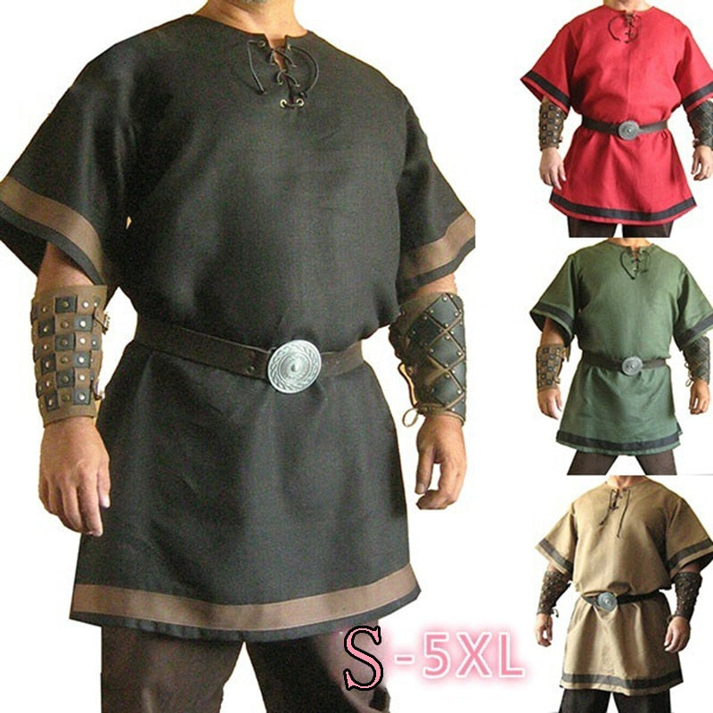 Viking Renaissance Knight Tunic Short Sleeve (4 Colors) S - 5XL