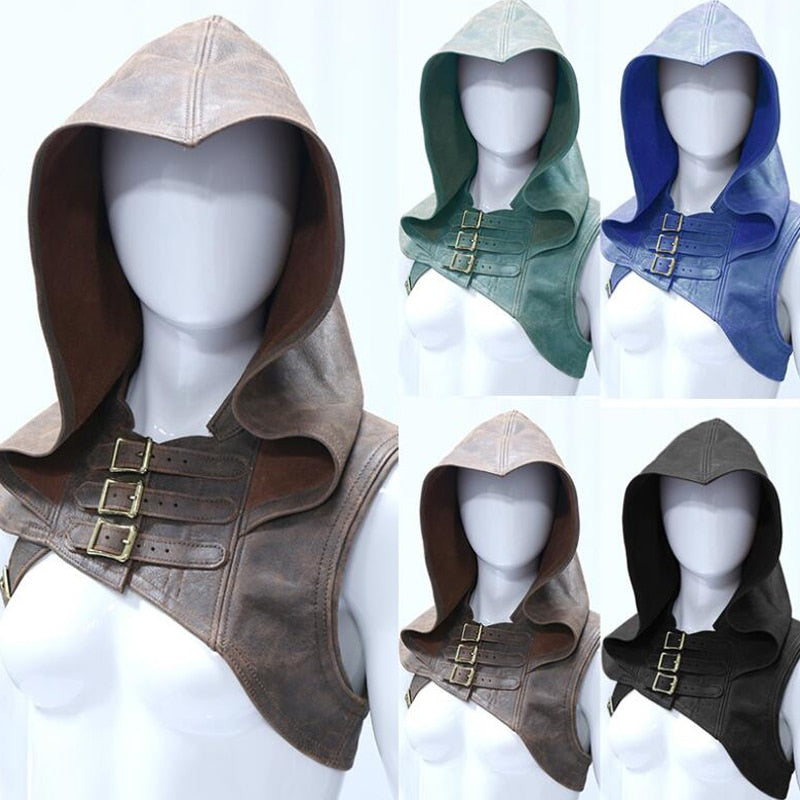 Renaissance Medieval Riding Hood Shawl Pirate Hat Viking Knight Warrior (4 Colors)