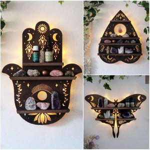 Mystic LED Display Shelf Diorama (4 Styles) Hamsa, Butterfly, Planchette, Moon