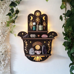 Mystic LED Display Shelf Diorama (4 Styles) Hamsa, Butterfly, Planchette, Moon