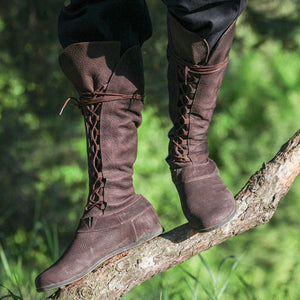 Viking Renaissance Prince Knight Medieval Leather Boots (3 Colors) Dark Brown Best Gift Shoppers