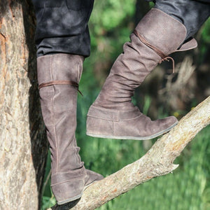 Viking Renaissance Prince Knight Medieval Leather Boots (3 Colors) Dark Brown