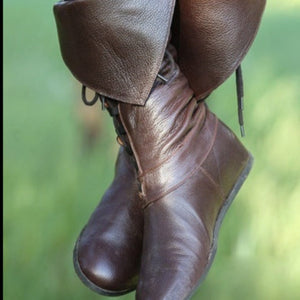 Viking Renaissance Prince Knight Medieval Leather Boots (3 Colors) Dark Brown Best Gift Shoppers