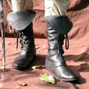 Viking Renaissance Prince Knight Medieval Leather Boots (3 Colors) Black Best Gift Shoppers