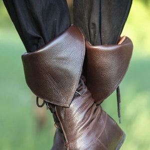 Viking Renaissance Prince Knight Medieval Leather Boots (3 Colors) Dark Brown Best Gift Shoppers