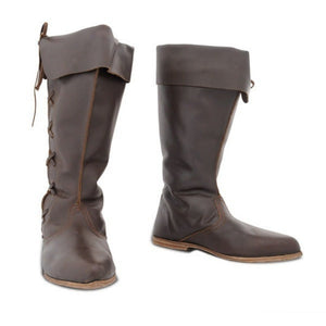 Viking Renaissance High Tube Lace Up Shoes Leather Boots (2 Colors & 6 Styles) Best Gift Shoppers