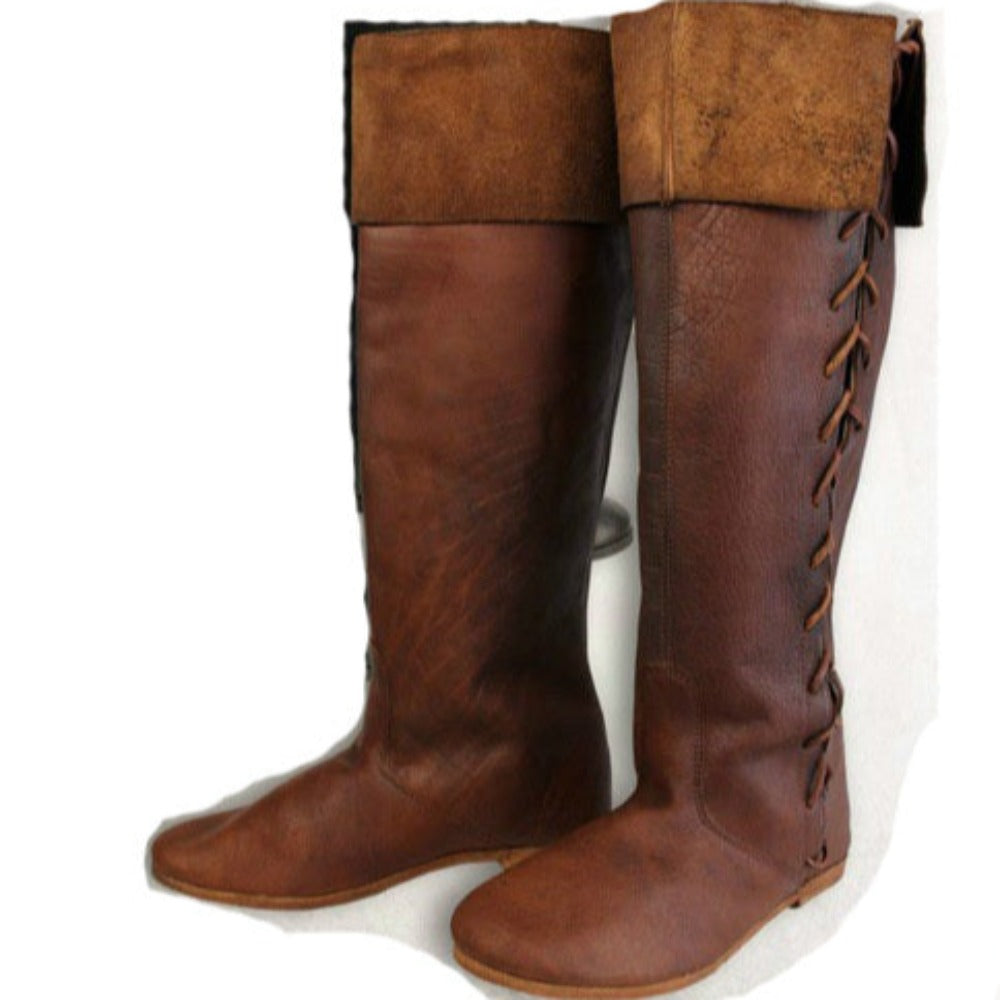 Viking Renaissance High Tube Lace Up Shoes Leather Boots (2 Colors & 6 Styles) Best Gift Shoppers