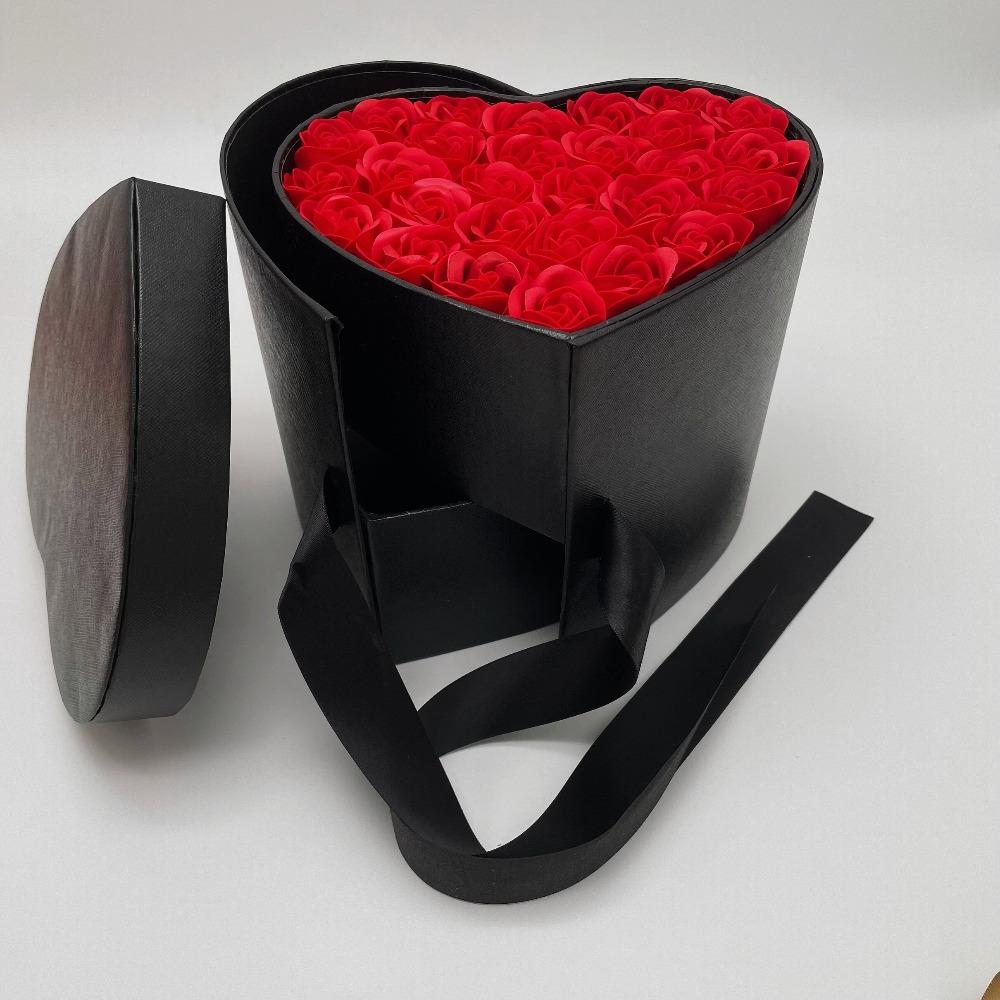Heart Rose Bouquet Double Layer Gift Box Immortal Enchanted Soap Flower (7 Colors)