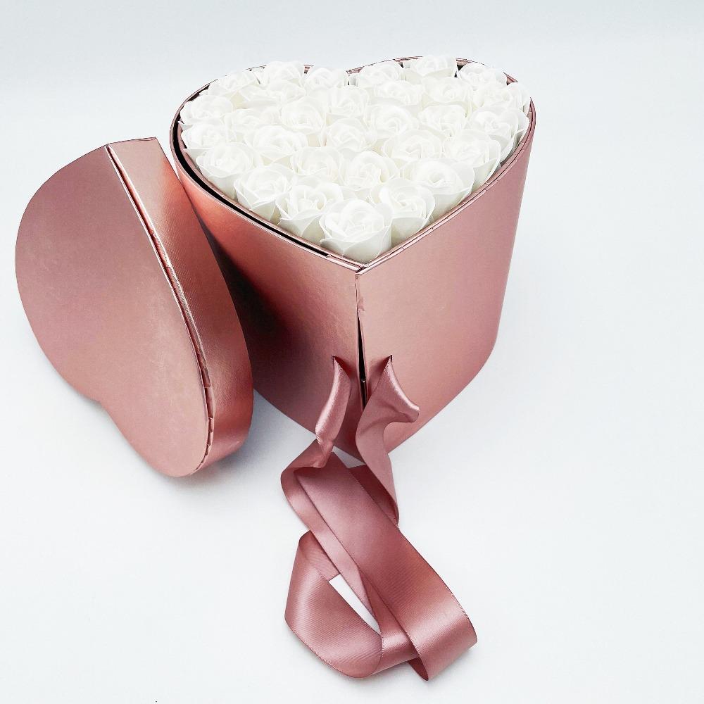 Heart Rose Bouquet Double Layer Gift Box Immortal Enchanted Soap Flower (7 Colors)