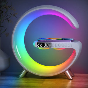 Multifunctional Alarm Clock Lamp Wireless Charger Speaker RGB Light (2 Colors)